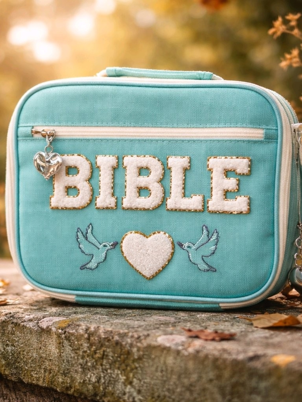 Aqua Bible Study Bag Organizer Crossbody Tote